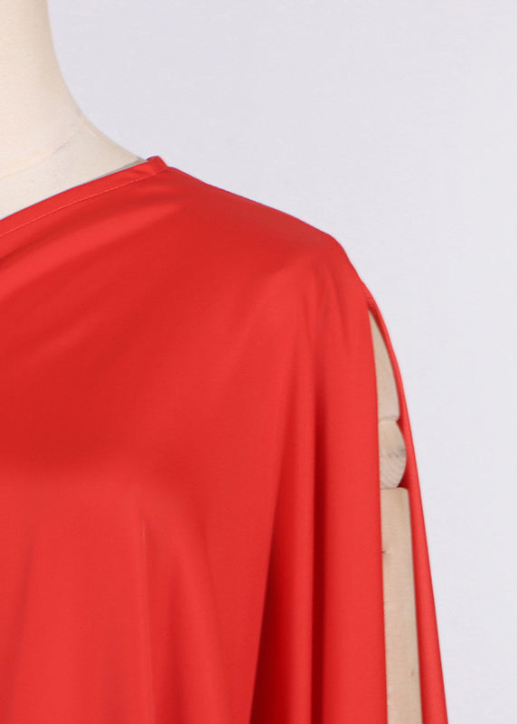 Red One Shoulder Patchwork Maxi Dress Summer
