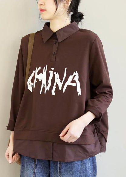 Italian Chocolate Letter Clothes for Lapel Patchwork Box Spring Tops