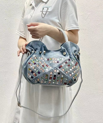 New Blue Denim Zircon Tote Bag