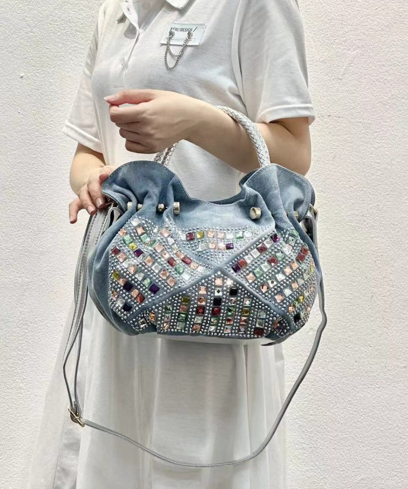 New Blue Denim Zircon Tote Bag
