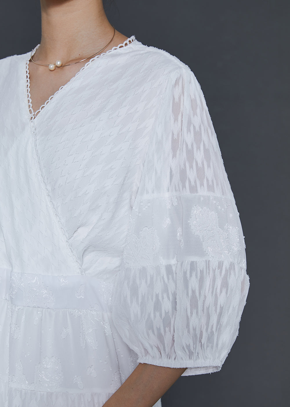 White V Neck Patchwork Chiffon Vacation Dresses Summer