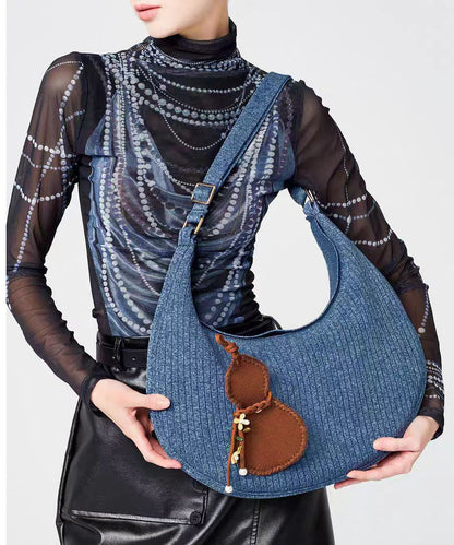 Retro Denim Blue Durable Pendant Cotton Hobo Bag
