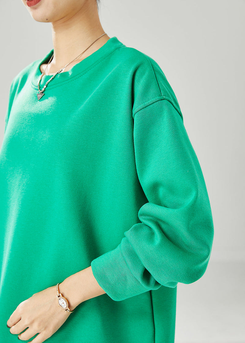 Green Oversized Warm Fleece Sweatshirts Top Spring