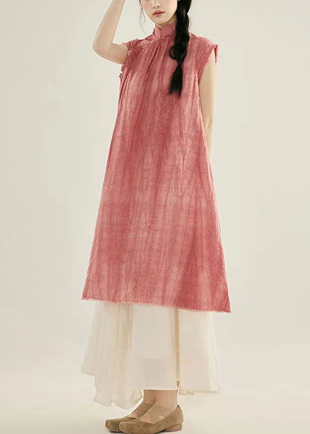 Stand Collar Tasseled Cotton Two Pieces Set Summer