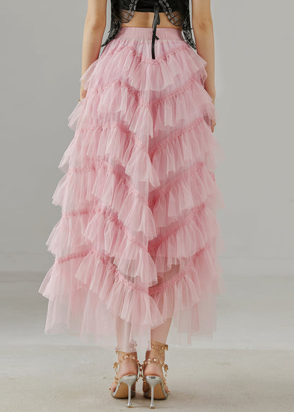 Pink Tulle Skirts Embroidered Nail Bead Summer