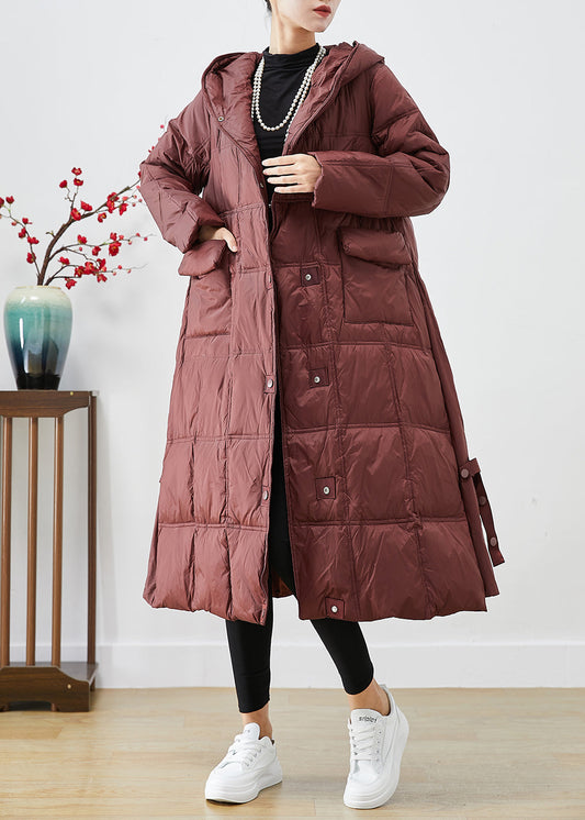 Dull Red Oversized Plaid Duck Down Canada Goose Jacket Winter