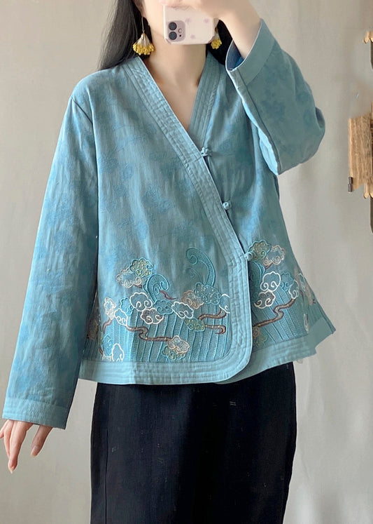 Blue Patchwork Cardigans Long Sleeve