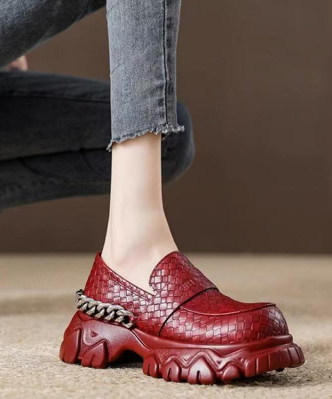 Unique Splicing Platform Versatile Loafers Black Faux Leather