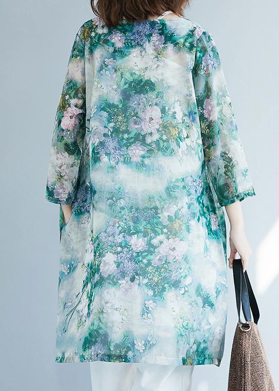 Loose V Neck Pockets Christmas Gifts Beige Print Shirts