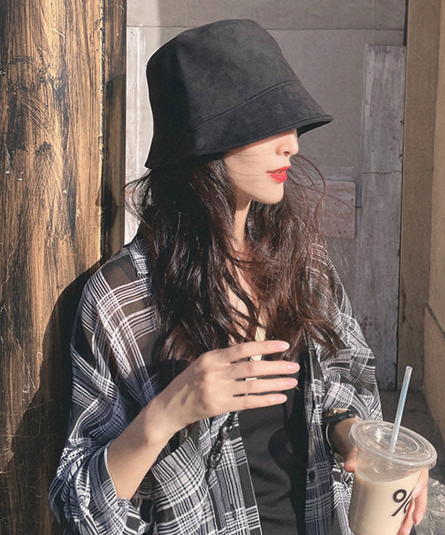 Black Patchwork Velour Cloche Hat