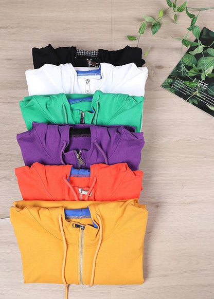 Yellow Cotton Unique Hooded Spring Tops