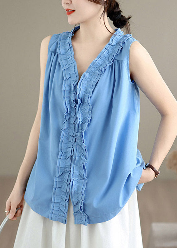 Blue Tops V Neck Summer