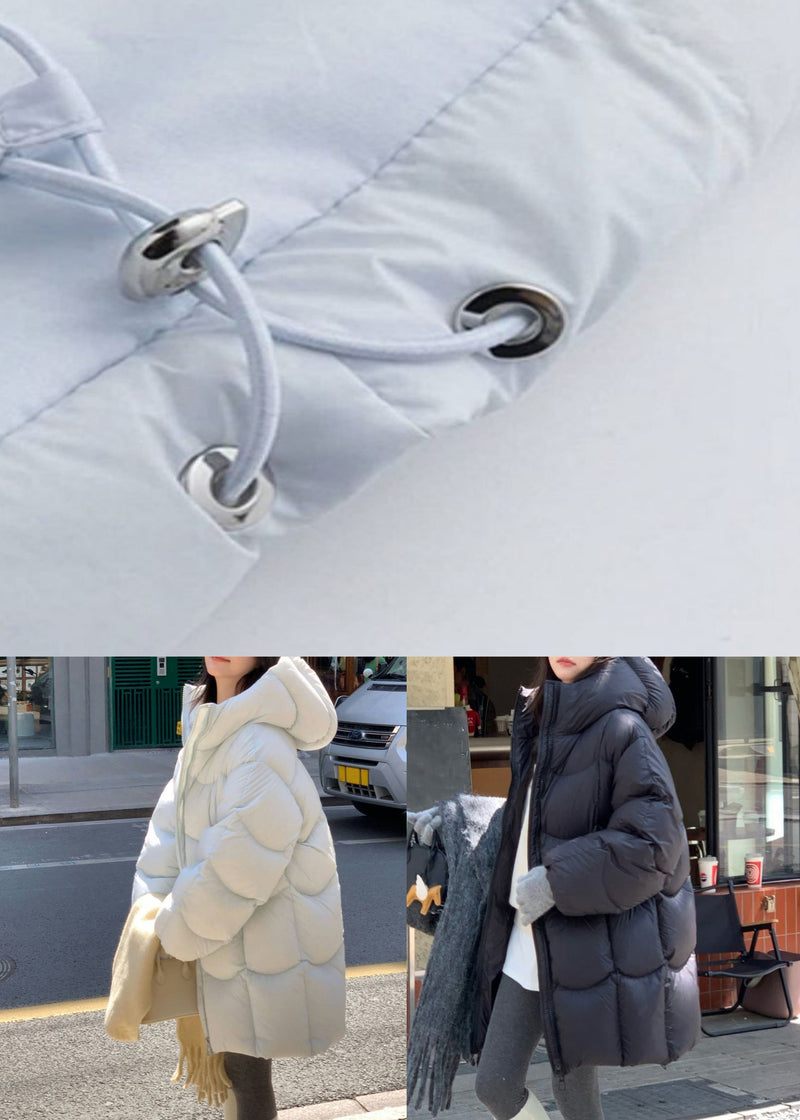 New Light Blue Hooded Zippered Pockets Duck Down Down Coats Winter