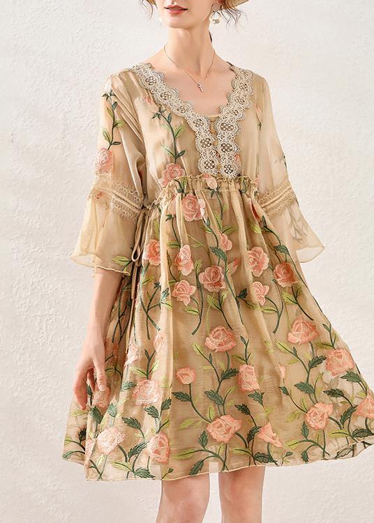 Simple Light Purple Embroidery Chiffon Patchwork Summer Vacation Dresses