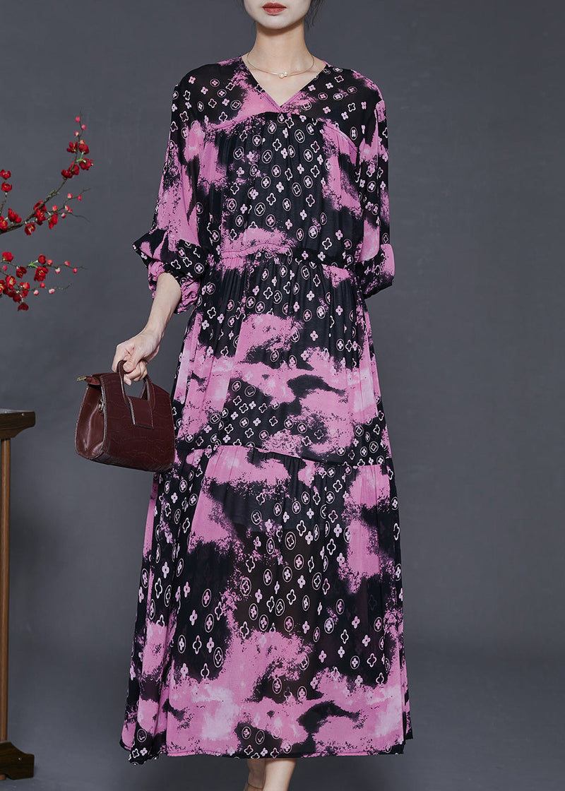 Rose Cinched Exra Large Hem Chiffon Dress Summer
