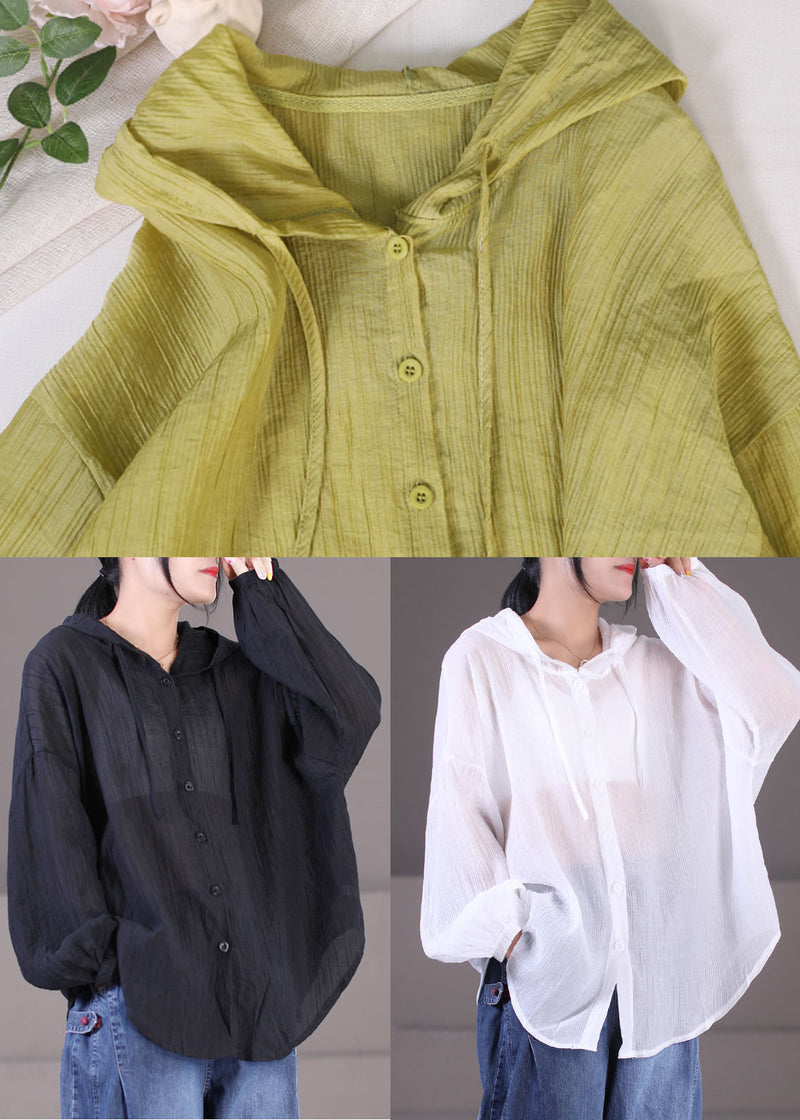 Black Cotton Upf 50+ Coat Jackets Oversized Drawstring Long Sleeve
