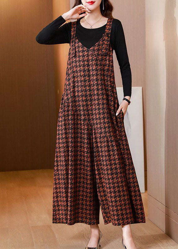 Orange Print Cotton Jumpsuits Two-piece Set Wide Leg Pants Spring