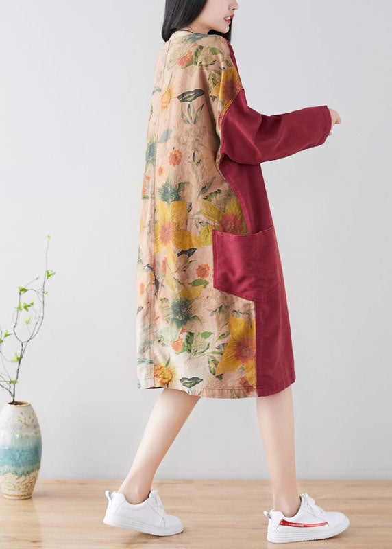 French Red Pockets Coat Spring