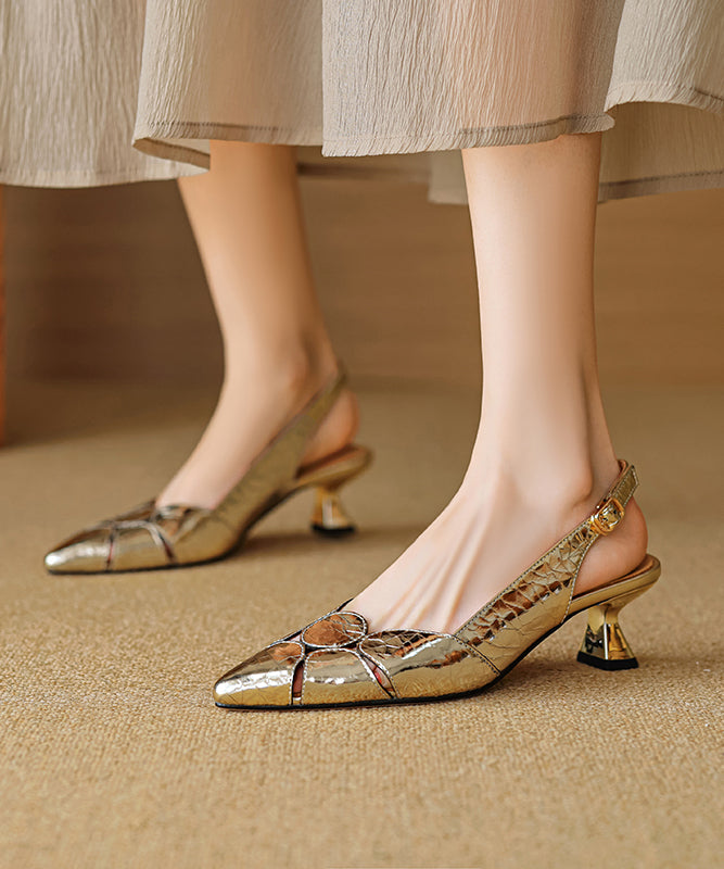 Splicing High Heels Silver Sheepskin Pointed Toe