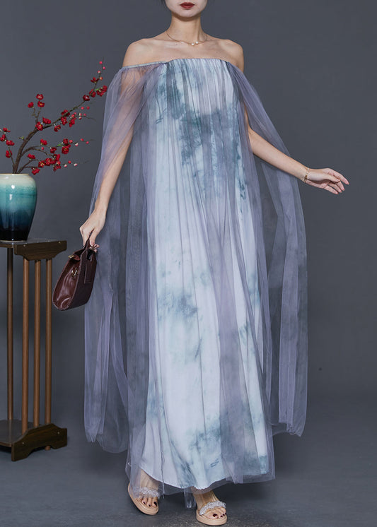 Cold Shoulder Tie Dye Tulle Holiday Dress Spring