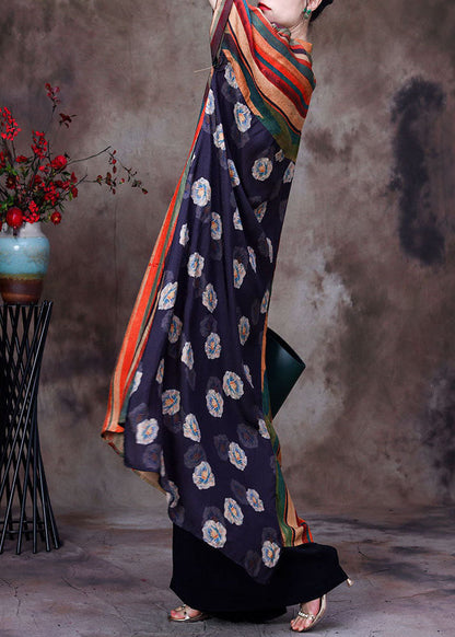 Colorblock Print Patchwork Low High Design Silk Two Pieces Set Summer