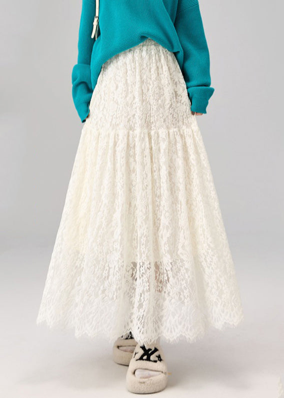 Apricot High Waist Lace a Line Skirts