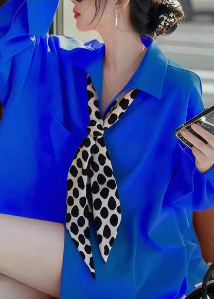 Blue Peter Pan Collar Shirt Spring