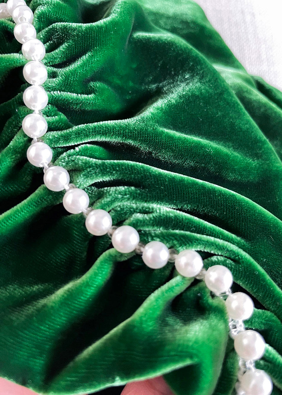 Green V Neck Nail Bead Tunic Velour Maxi Dress Half Sleeve