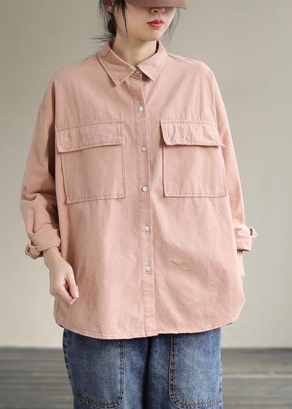 Lapel Pockets Spring Top Silhouette Wardrobes Pink Shirts