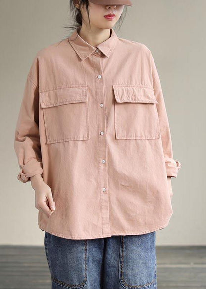 Lapel Pockets Spring Top Silhouette Wardrobes Pink Shirts