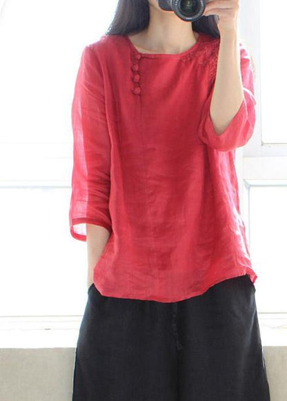 Red Clothes for O Neck Half Sleeve Art Shirts