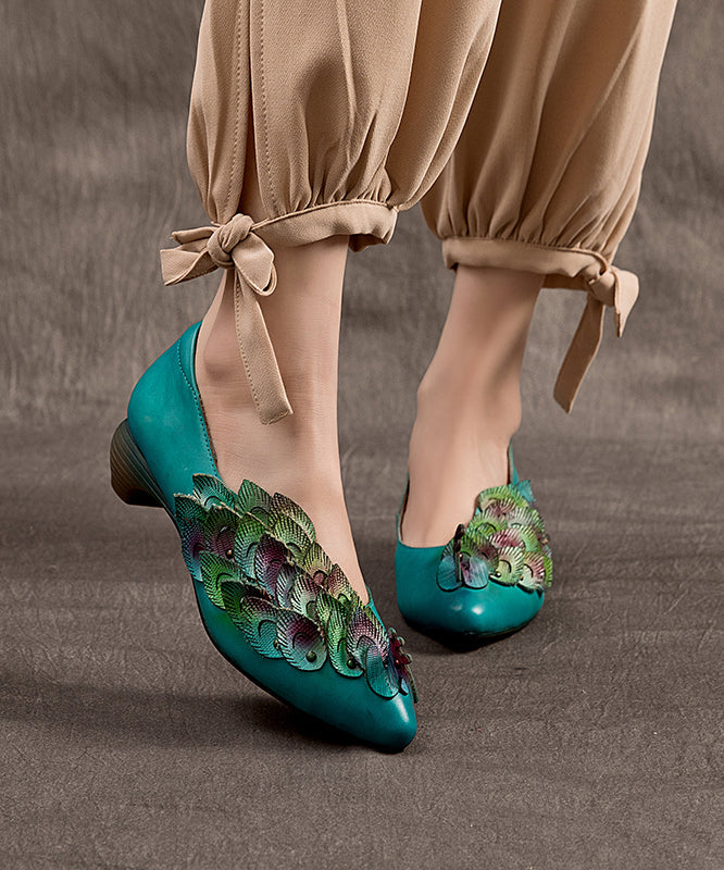 Grey Peacock Embossed Chunky High Heels