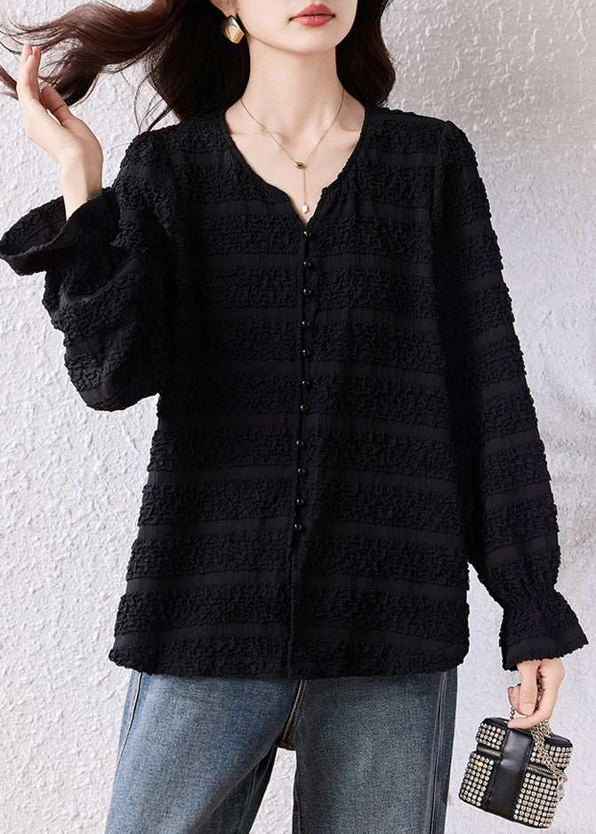 Diy Black Jacquard Nail Bead Cotton Top Fall
