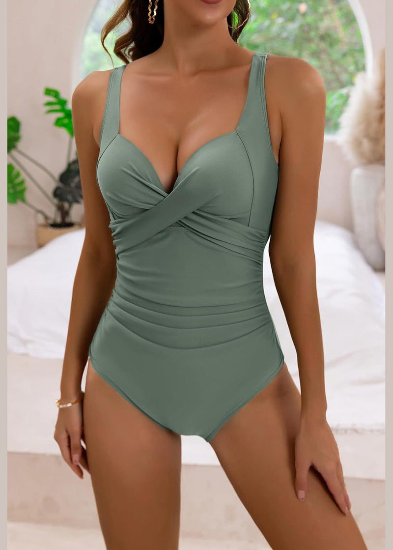 New Pea Green Bikini Backless Swimwear Set