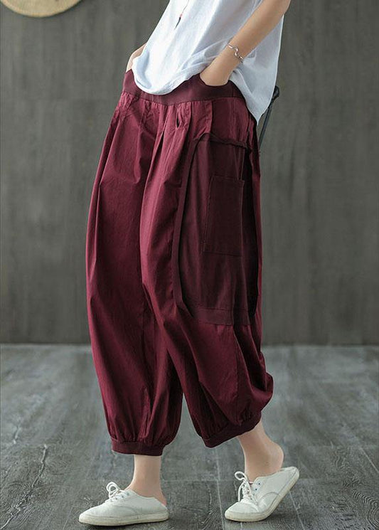 Classy Mulberry Pockets Patchwork Lantern Pants Fall