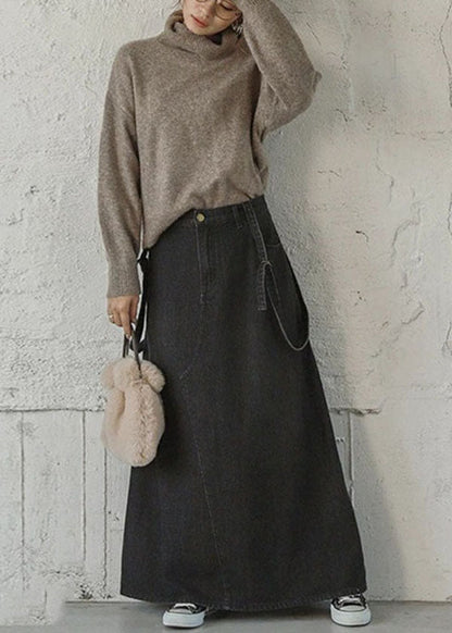 Black Asymmetrical Design Cotton Straps a Line Skirts Summer