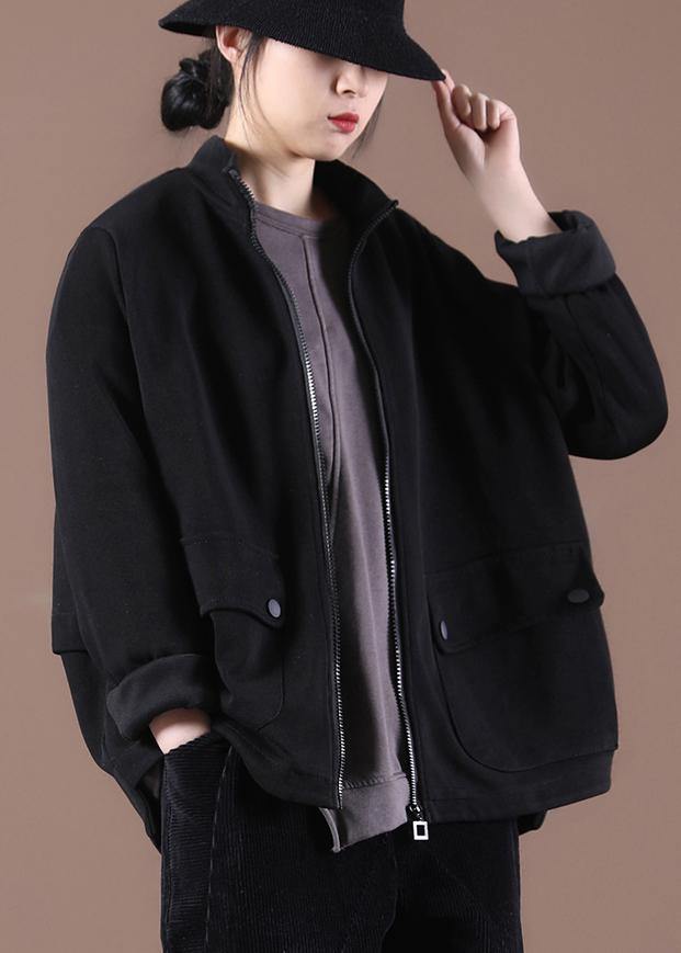 Black Zip Up Trench Short Coat