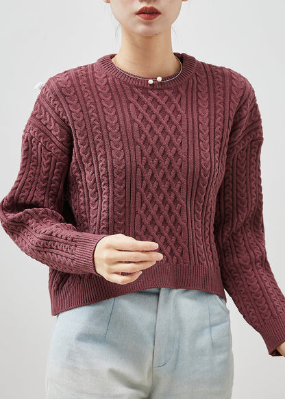 Purple Chunky Oversized Cable Knit Sweater Winter