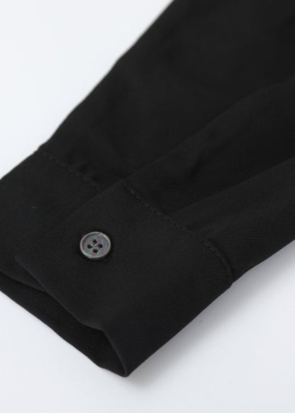 Diy Black Peter Pan Collar Button Top Long Sleeve