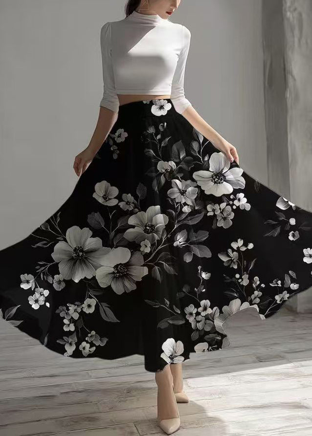 Fine Black Chiffon Skirt Exra Large Hem Summer
