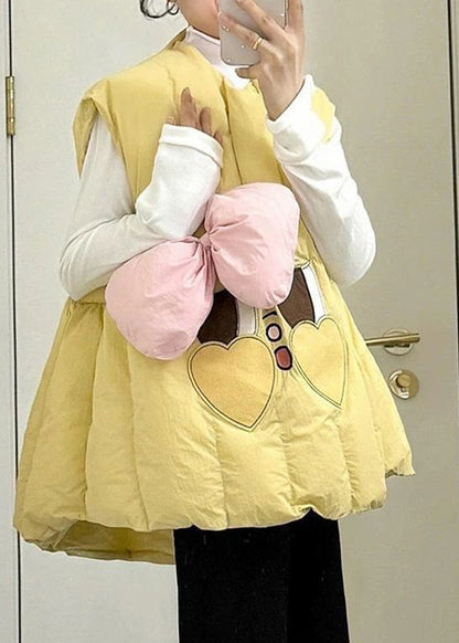 Pink Bow Print Warm Waistcoat and T Shirt Two Pieces Set Winter