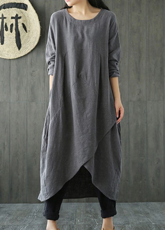 Pocket Color Irregular Maxi Dress