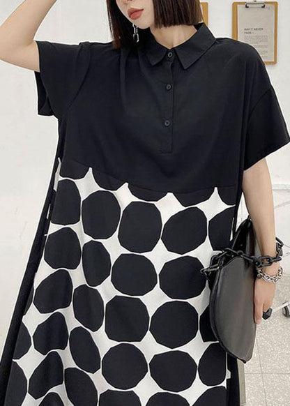 Black Dot Summer Short Sleeve Dress