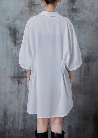 White Oversized Side Open Chiffon Blouses Summer