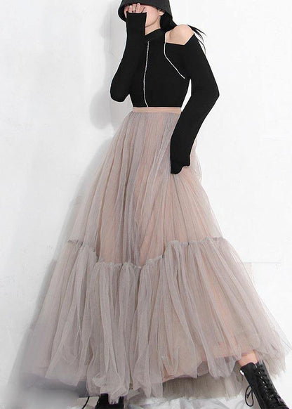 Grey Tulle Patchwork a Line Summer Skirts