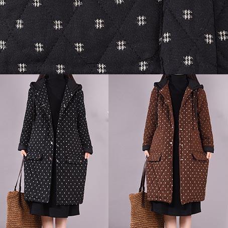 Loose Fitting Coats Black Hooded Pockets Outfit