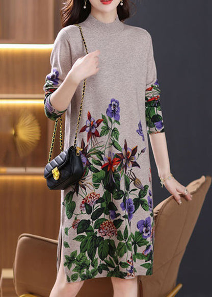Camel Side Open Cozy Wool Knit Dressturtleneck Spring