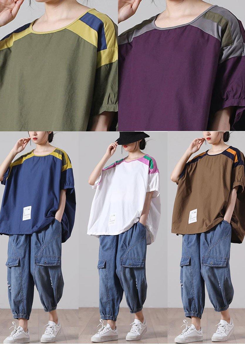 Italian Blue Cotton Tee Short Sleeve Summer