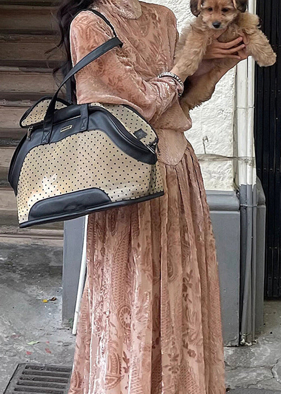 French Turtleneck Print Flattering Silk Velour Long Dresses Spring