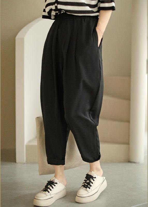 Fitted Black Pockets Harem Fall Pants